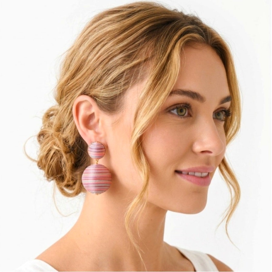 Tuckernuck Vibrant Rainbow Multi-colored Stripe Lantern Drop Statement Earrings