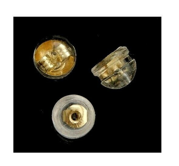 10 Small Soft Silicone Mushroom Bubble Gold 5mm Earnuts Earring Clutch Backs