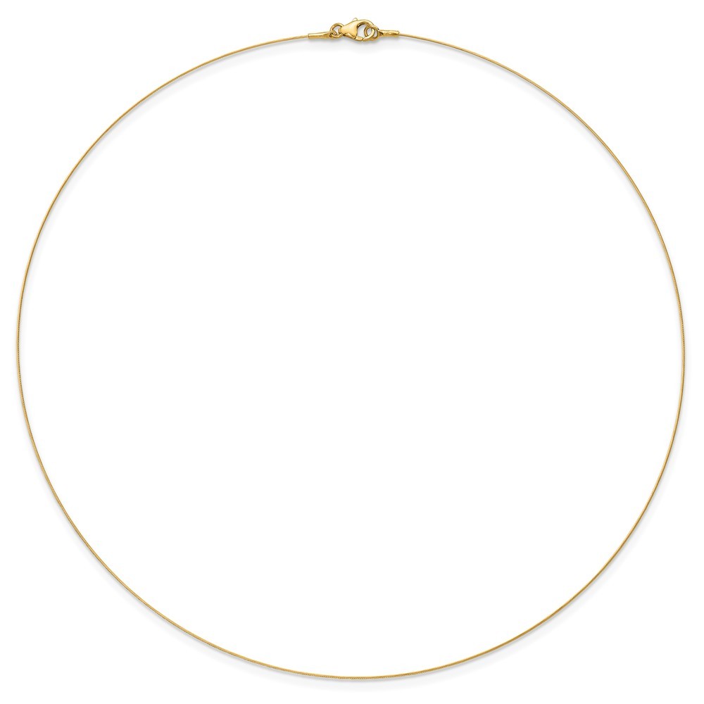 14k Yellow Gold 0.5mm Single Wire Necklace 16″ for Women 1.49g