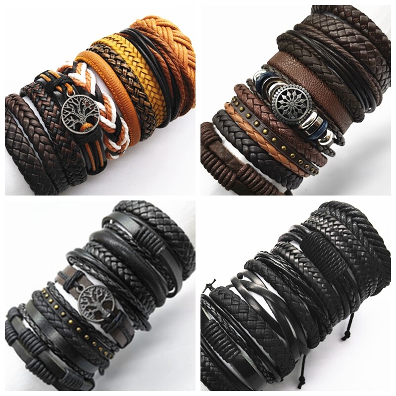 10Pcs Wholesale Lots Bulk Random Punk Men Women Couple Leather Bracelet Jewelry