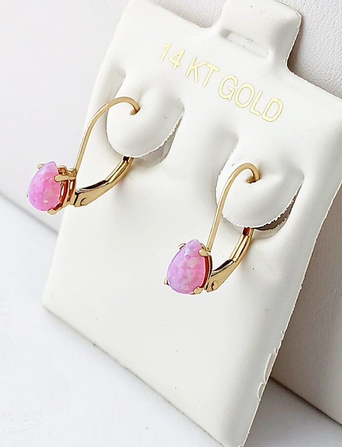 GENUINE 0.82 Cts OPAL EARRINGS 14K YELLOW GOLD – Free Certificate Appraisal -NWT
