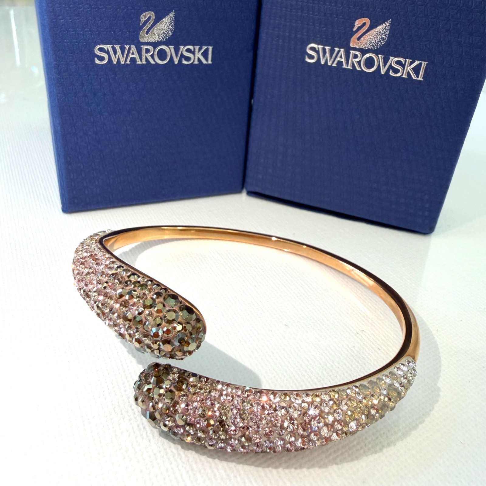 SWAROVSKI Sublima Bangle Bracelet Nude Crystal Rose Gold Small 1160662 New