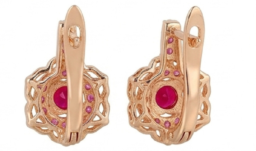 2ct Round cut simulated Red Ruby/Sapphire Huggie Earrings 14k Rose Gold Plated
