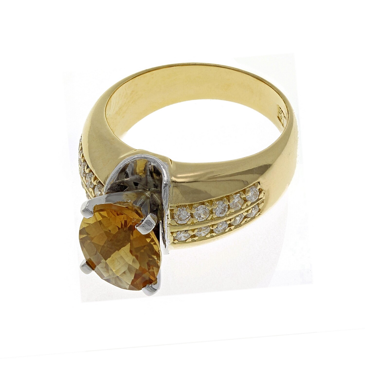 18k Yellow Gold 3.29ctw Oval Citrine & Diamond Ring Size 6