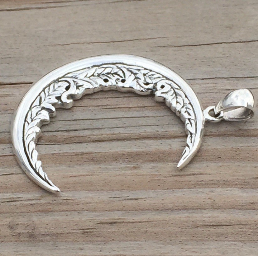 Large Moon Flower Pendant solid .925 Sterling Silver Magick Moon Peter Stone