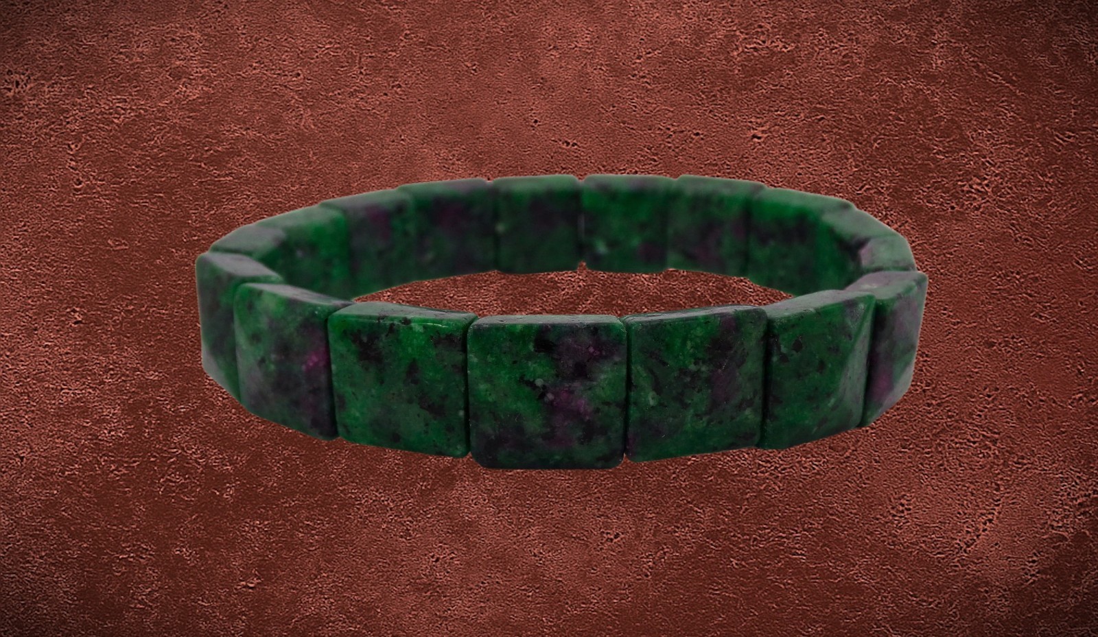 Ruby zoisite stone stretch bracelet purple green color gemstone 7.5″ New
