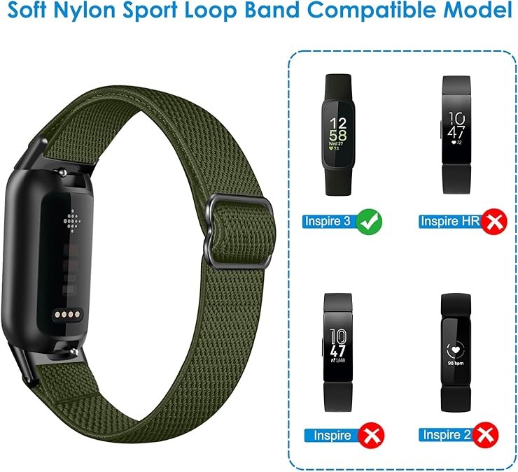 For Fitbit Inspire 2 /Inspire HR /Inspire Adjustable Stretchy Nylon Elastic Band