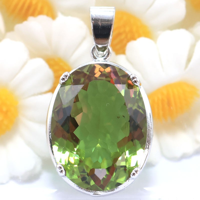 Buy 2 Get 1 Free Big Gemstone Color Changing Zultanites CZ Silver Pendant