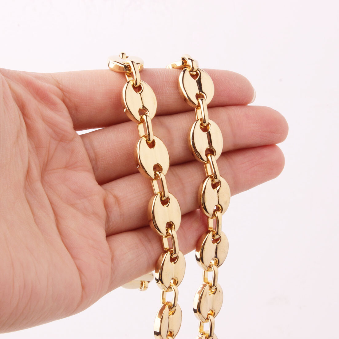 7/9/11mm Top Quality Men Women Stainless Steel Coffee Bean Beads Chain Necklace