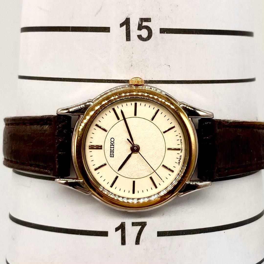 Seiko 7N01-6880 Quartz Womens Watch Dress Classic Gold Bezel wrist 16cm
