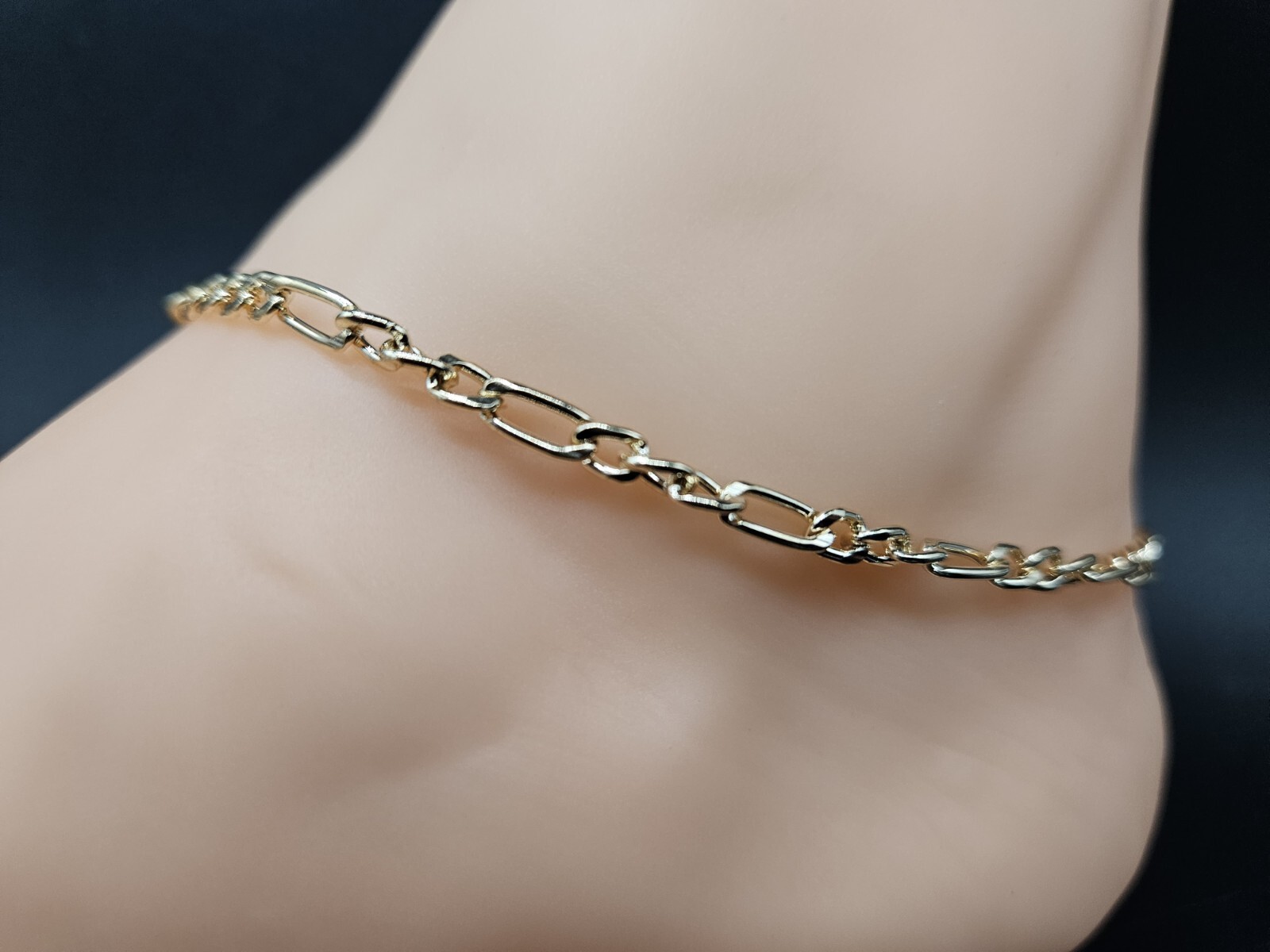 Elegant Fashion Jewelry Silver Gold 9″ Figaro Chain Anklet Bracelet 32-12