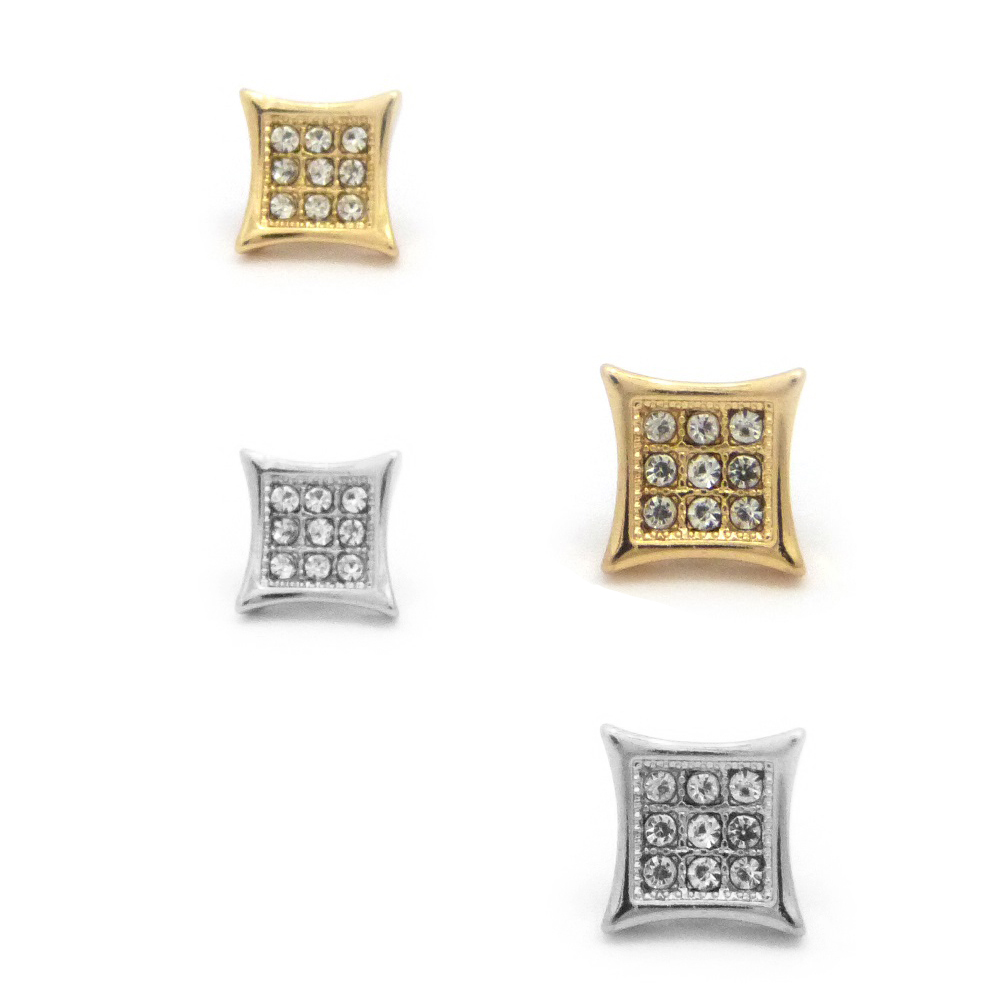 12.7mm Rhinestone Square Shape Magnetic Stud Earring No Piercing Required XE1133