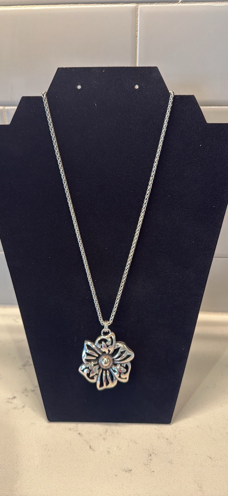 Brighton Flower Pendant Silver Toned Necklace