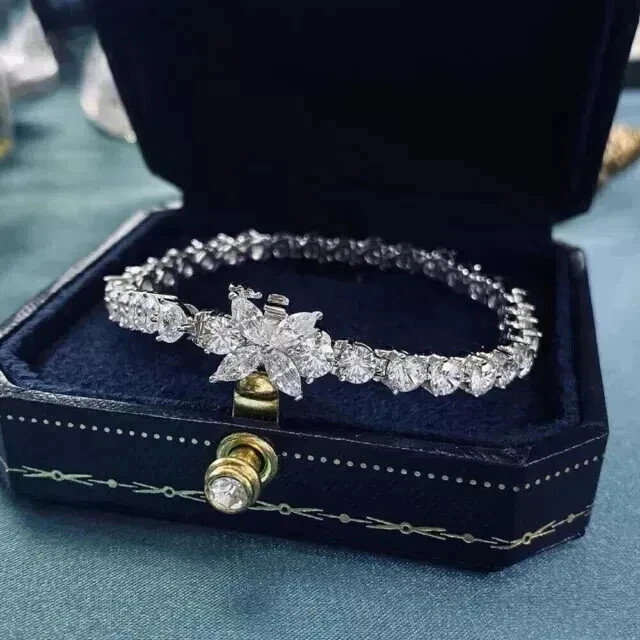 9TCW Round Cut Lab Created Diamond Tennis Women’s Bracelet 925 Sterling Silver
