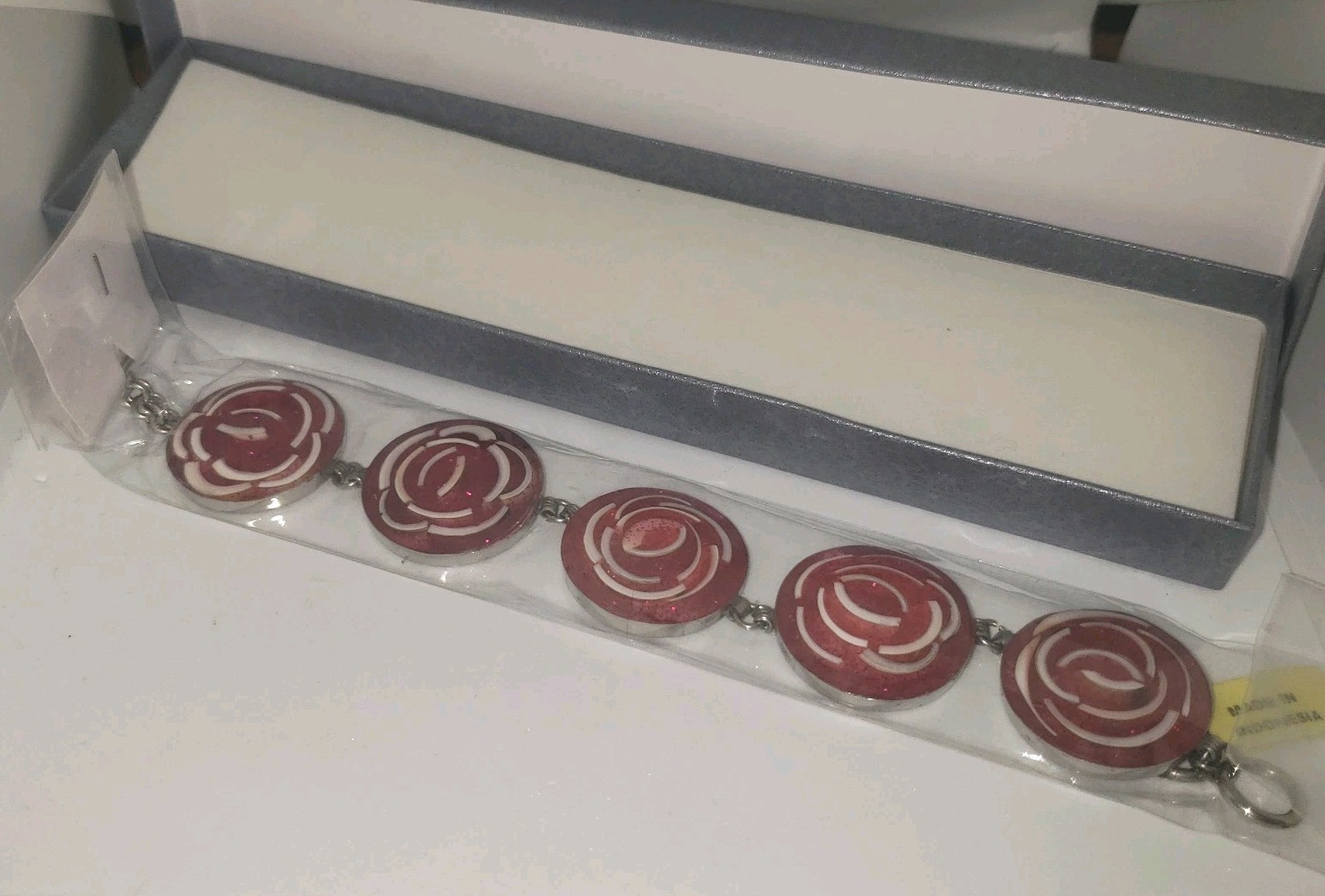 Red and White Metal Bracelet