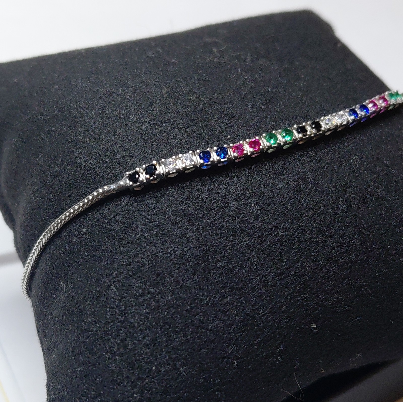 925 Sterling Silver Adjustable CZ Tennis Bracelet, Multicolor Round, Slider