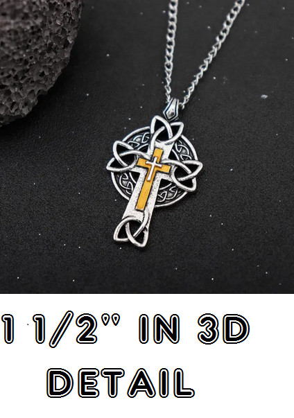 Rare CELTIC CROSS KNOT IRISH Pendant On 22″ 925 Sterling Silver Necklace Gift