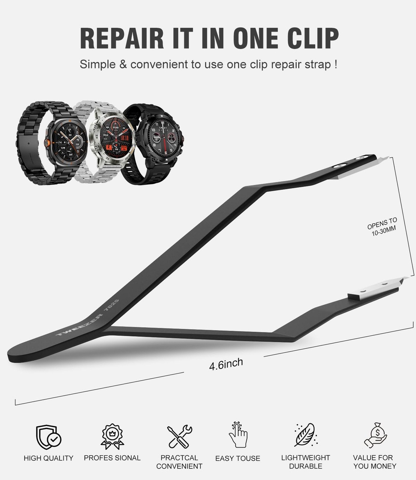 7825 Spring Bar Tweezer, Watch Spring Bar Plier Removal Tool for Watchmaker a…