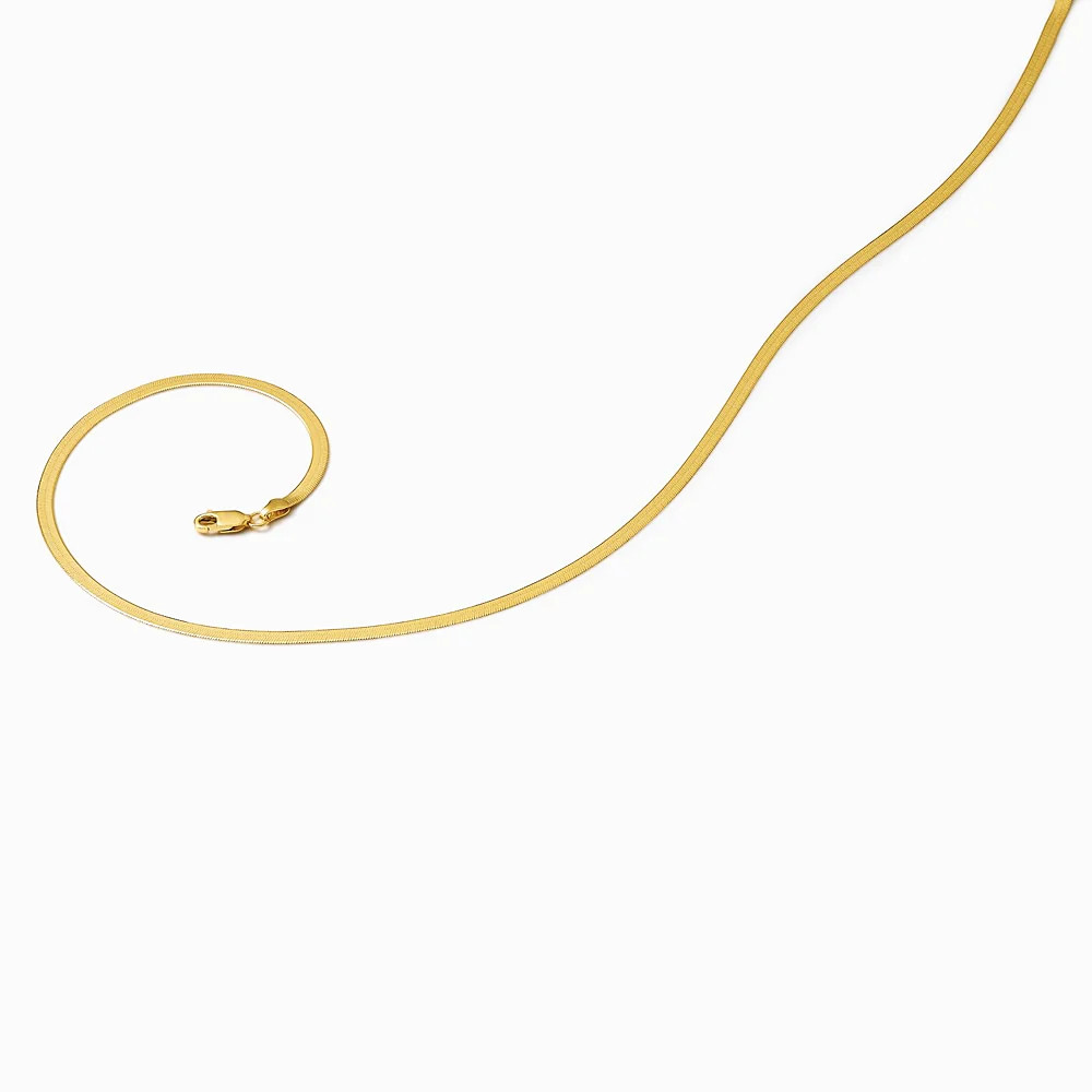 14K Yellow Gold 3mm Silky Herringbone Chain Necklace 16″-24″