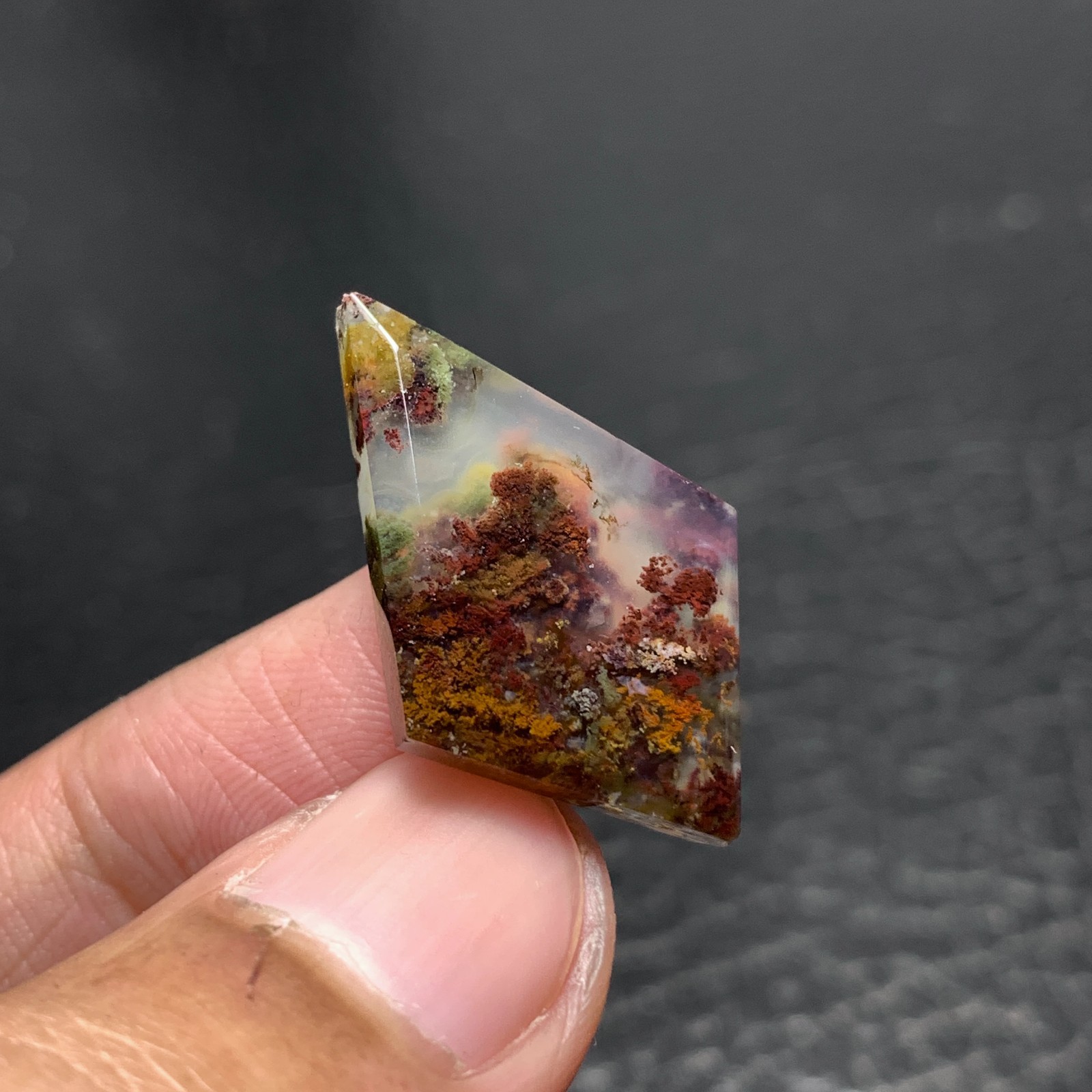 Scenic Moss Agate Cabochon 28x17x4mm High Quality 12 ct