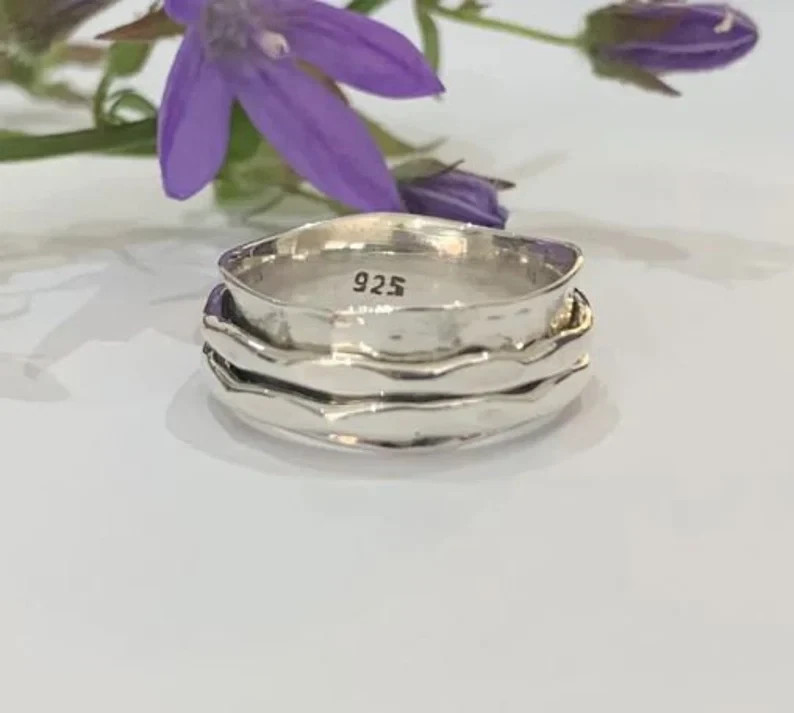 Solid 925 Sterling Silver Spinner Ring Handmade Ring Statement Ring All Size