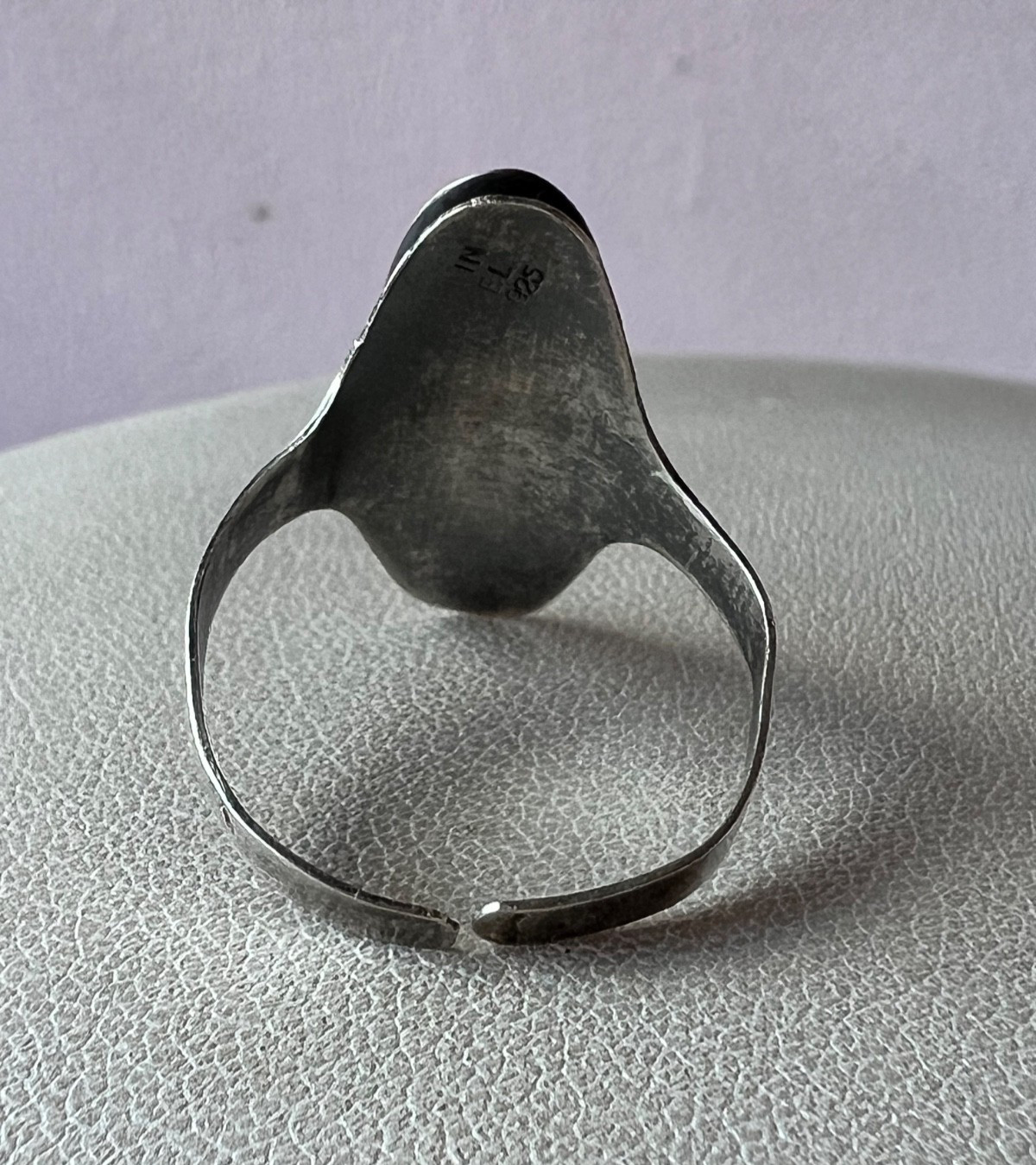 VINTAGE OXIDIZED 925 STERLING SILVER MENORAH ISRAEL RING ADJUSTABLE SIZE RARE