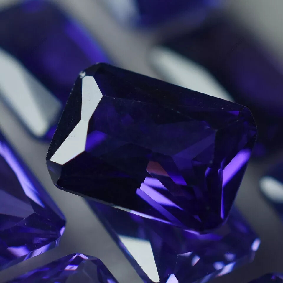 Tanzanite Purple Emerald Cut NATURAL CERTIFIED 12 Pcs 7×5 mm Lot Loose Gemstone