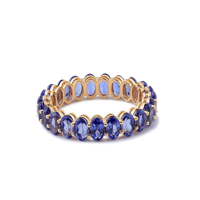 3Ct Oval Blue Tanzanite Eternity wedding Engagement Ring 14K Rose Gold Plated