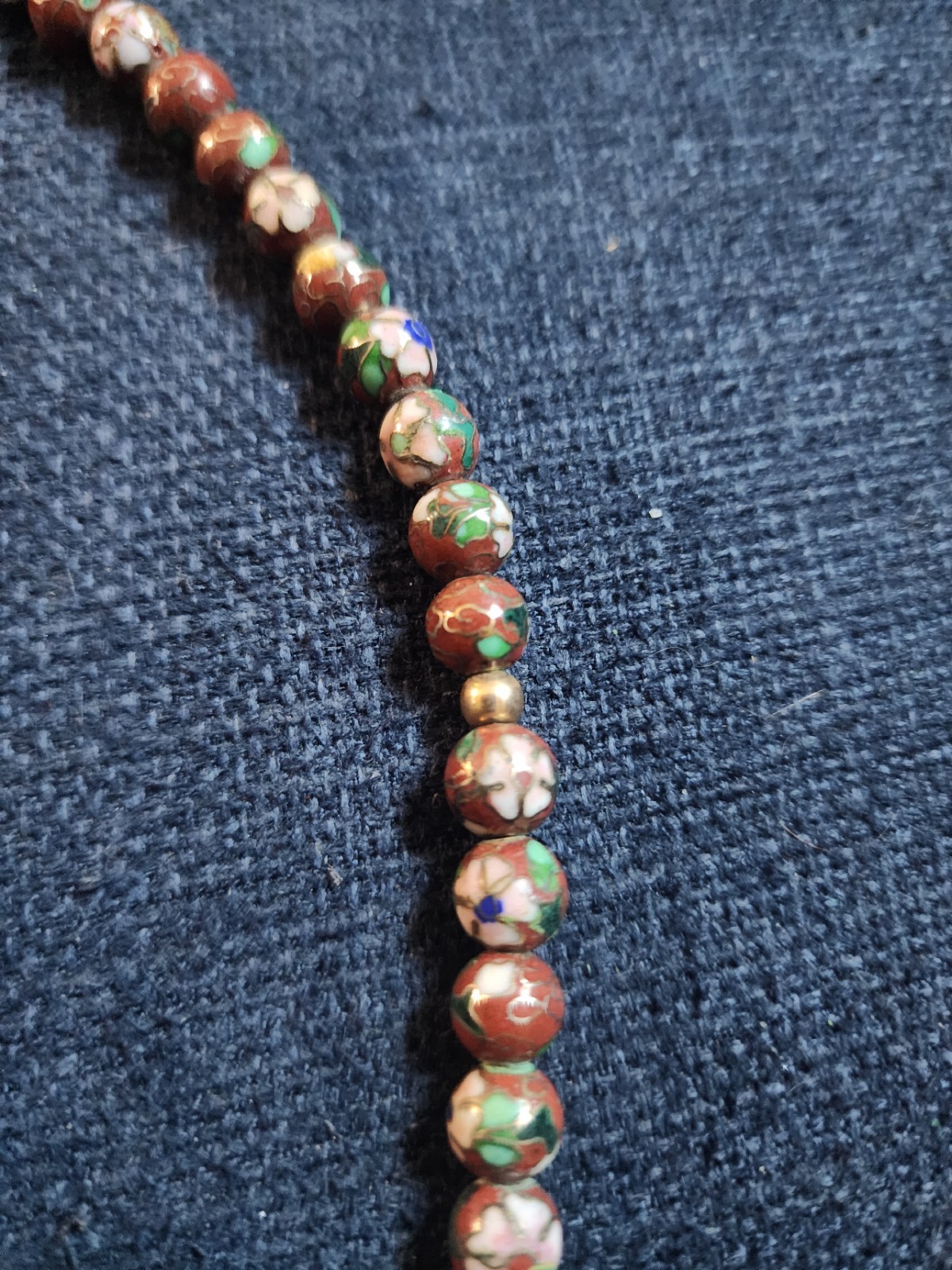 vintage chinese cloisonne bead necklace With Silver 925 Clasp