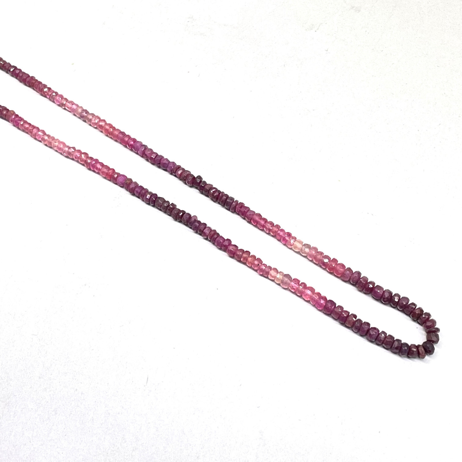 18″ Natural Ruby Necklace 3-4mm Shaded Facetted Beads 925 Silver Clasp