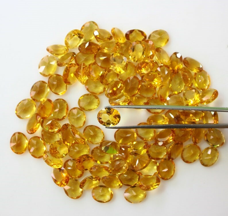 200 Pcs Natural Citrine 5x3mm Oval Shape Faceted Cut Calibrated Loose Gemstone