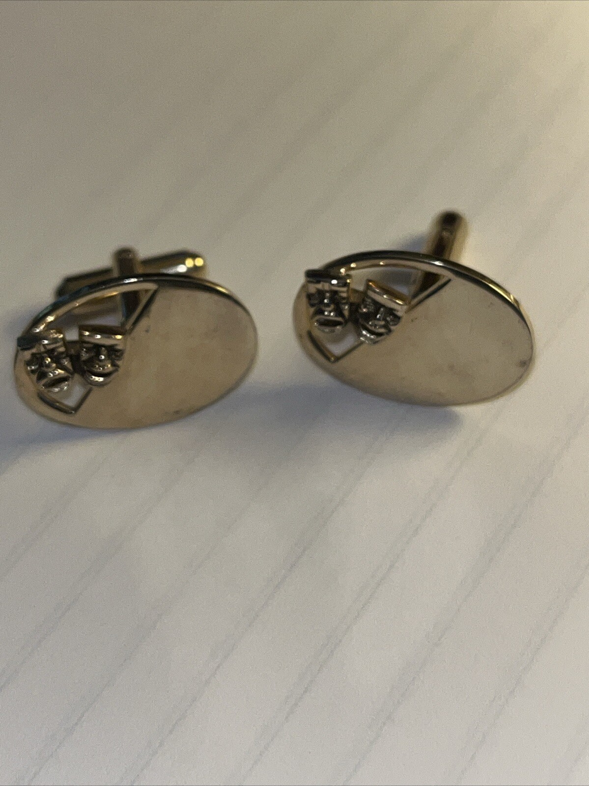 Men’s Vintage Cufflinks, Theater, Drama, Comedy / Tragedy Masks Gold tone