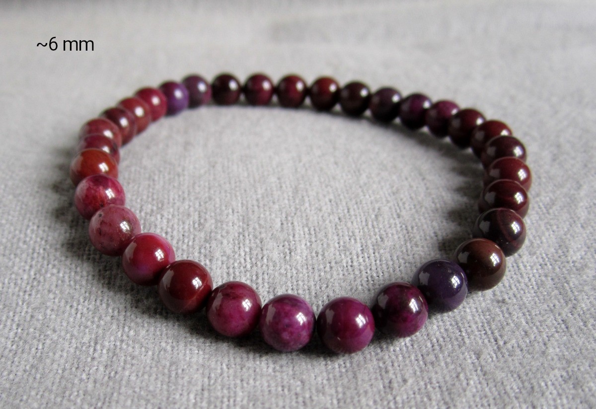 Bracelet made of sugilite-approx. Ø 6 + 8 mm/15-21 cm arm width-elastic