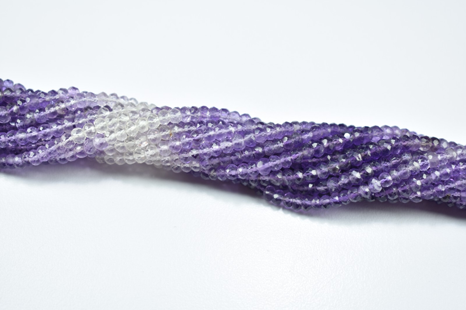 Natural Amethyst Shaded Rondelle Faceted Loose Gemstone Beads 13″ 1 Strand 4mm