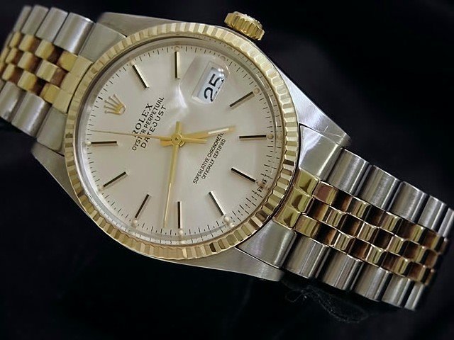 Rolex 2Tone 18K Gold/Stainless Steel Datejust Watch Silver Dial Jubilee 16013