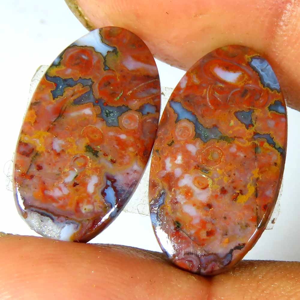 13.20Cts Natural Red Palm Root Agate Oval Matched Pair Cab 11x20x3mm Losse Gems