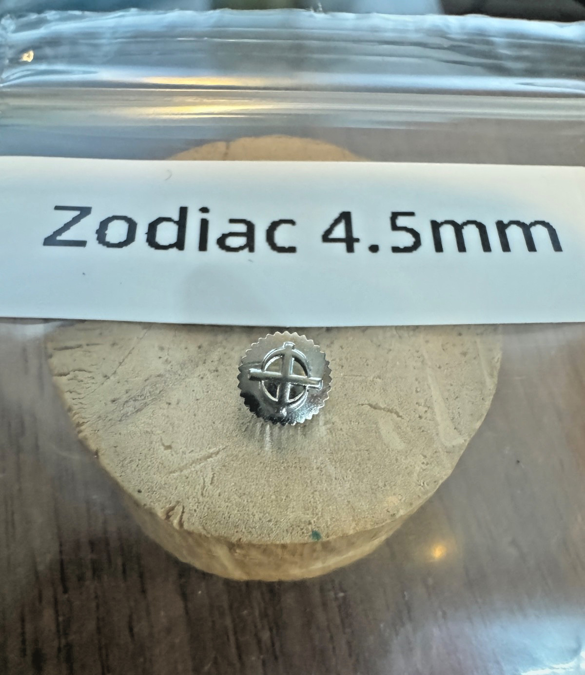 Zodiac watch Crown 4.5mm X 2.5mm 3.2 extended post Tap 10 – color-white steel