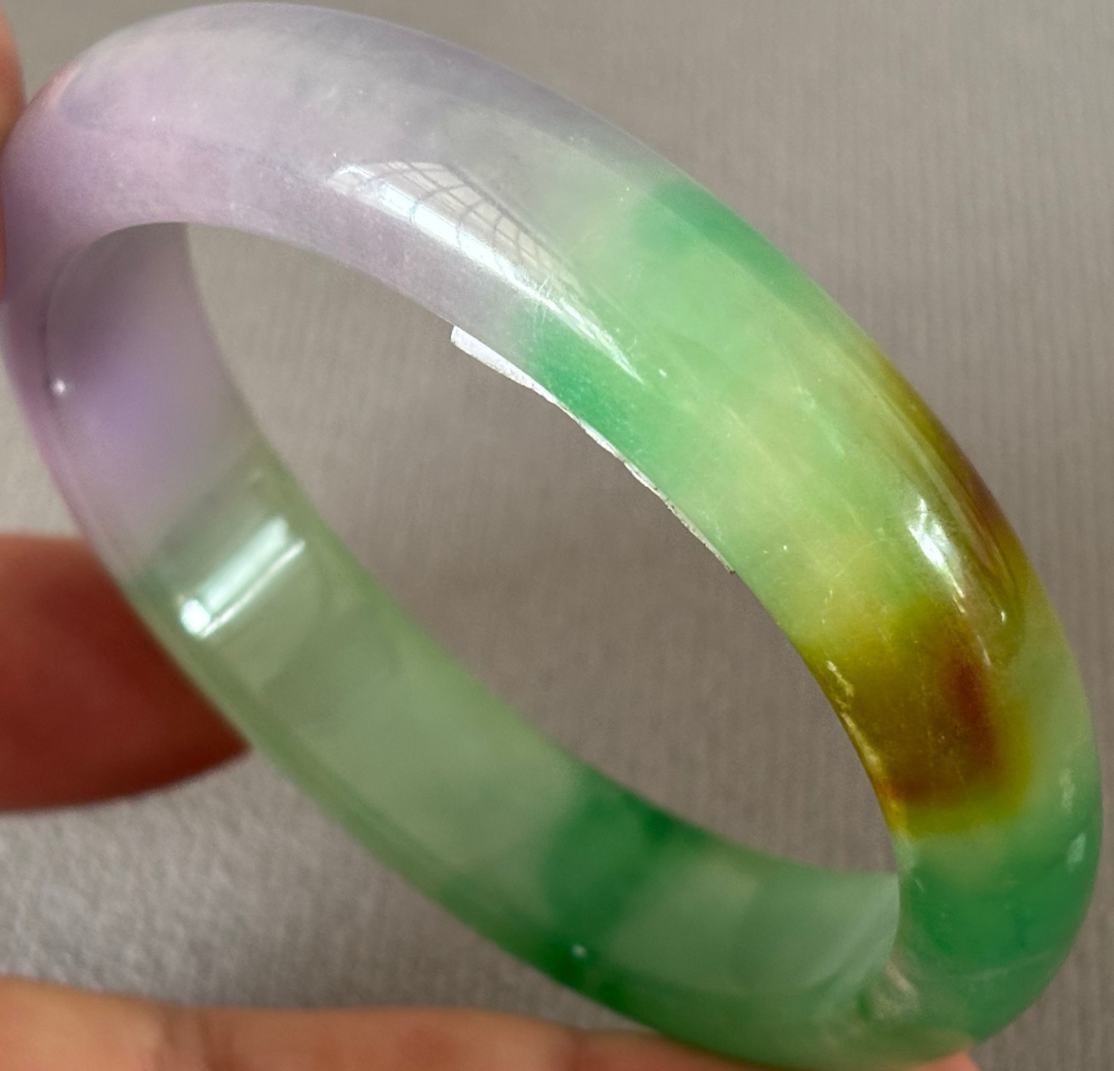 61mm Natural Lavender Jadeite Jade Bracelet Burma Emerald Jade Bracelet Bangle