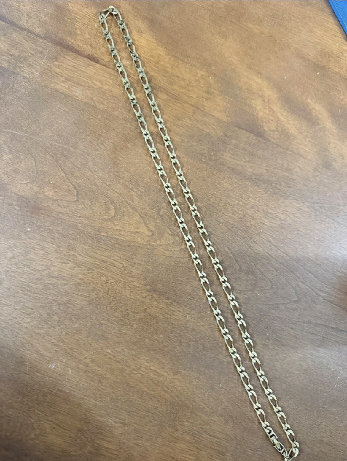 Vintage MONET Figaro Flat Link Gold Tone Chain 28” Long Necklace signed