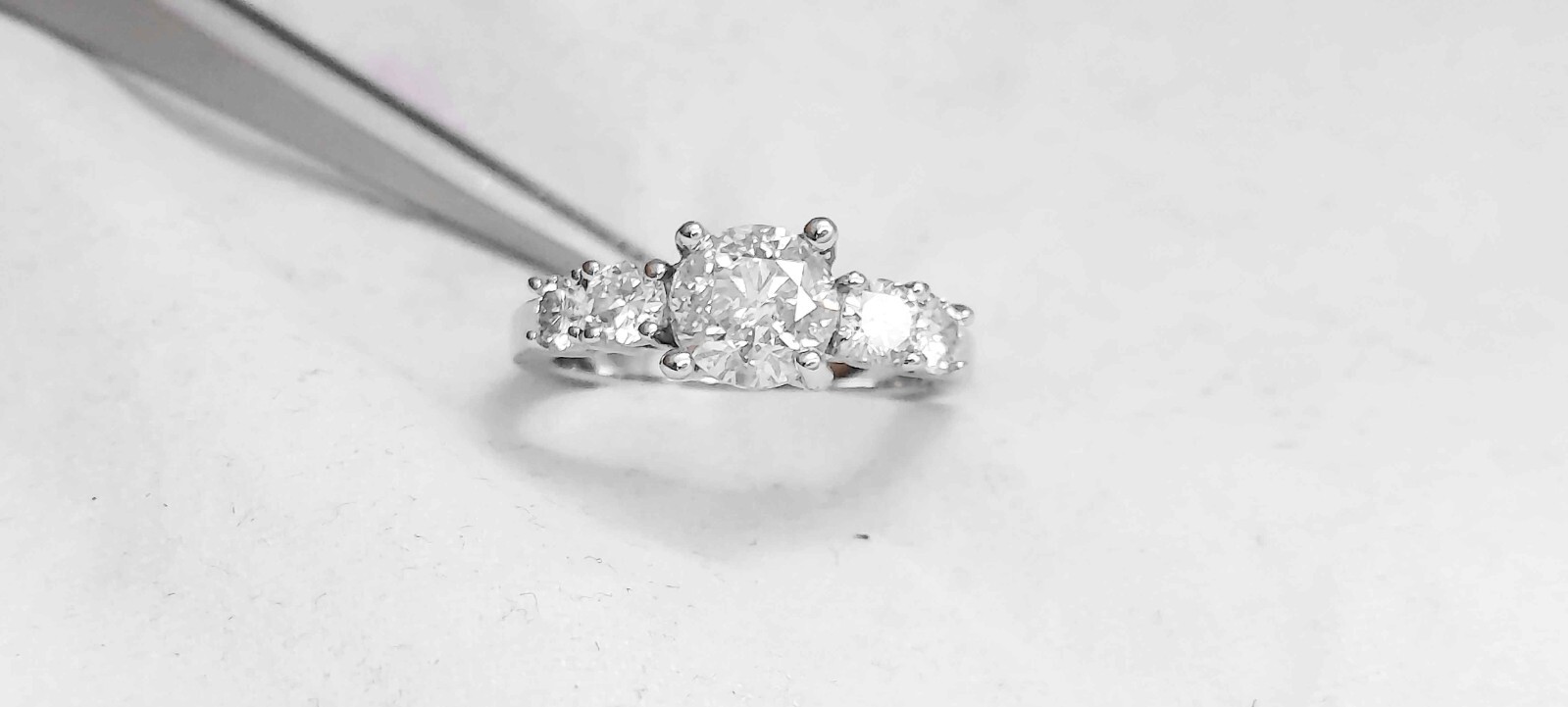 1.90Ct Genuine Natural 5 Round Diamond Engagement Ring In Solid 14K White Gold