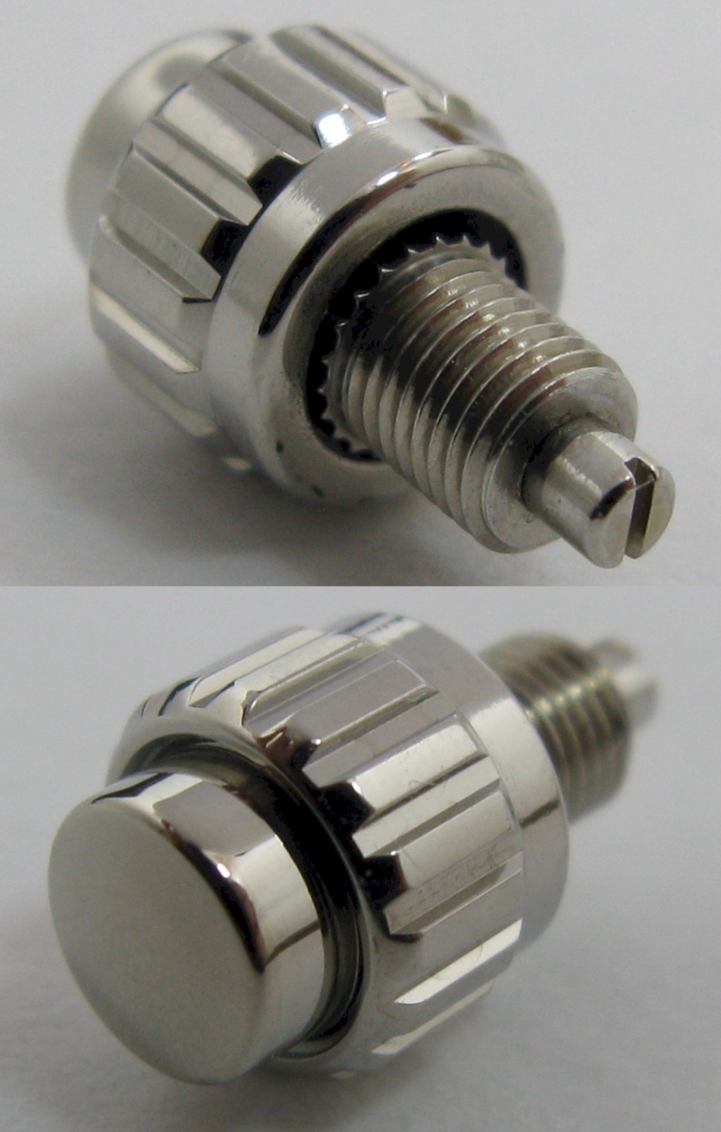 Chronograph screw pusher in stainless steel diameter 5.9 mm x1