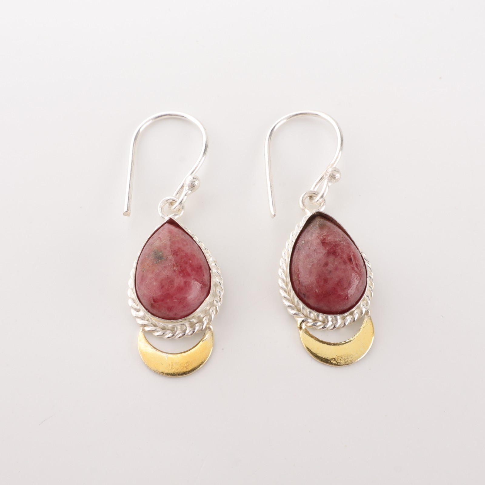 Black Rhodonite Drop Earrings 925 Sterling Silver Unique Jewelry For Wife 1.5”