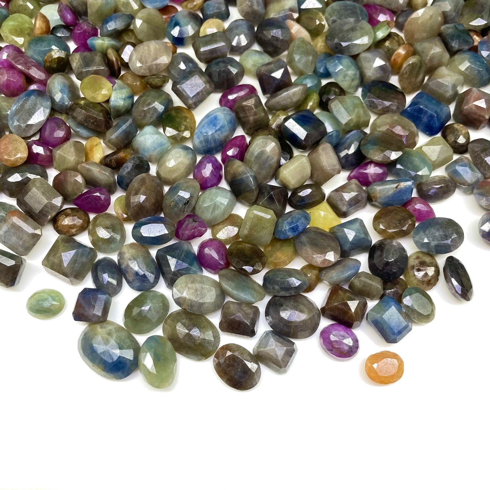 Natural Unheated Multi Color Sapphire Lot 100 Cts Faceted Gemstones 9-15mm 12 Pc
