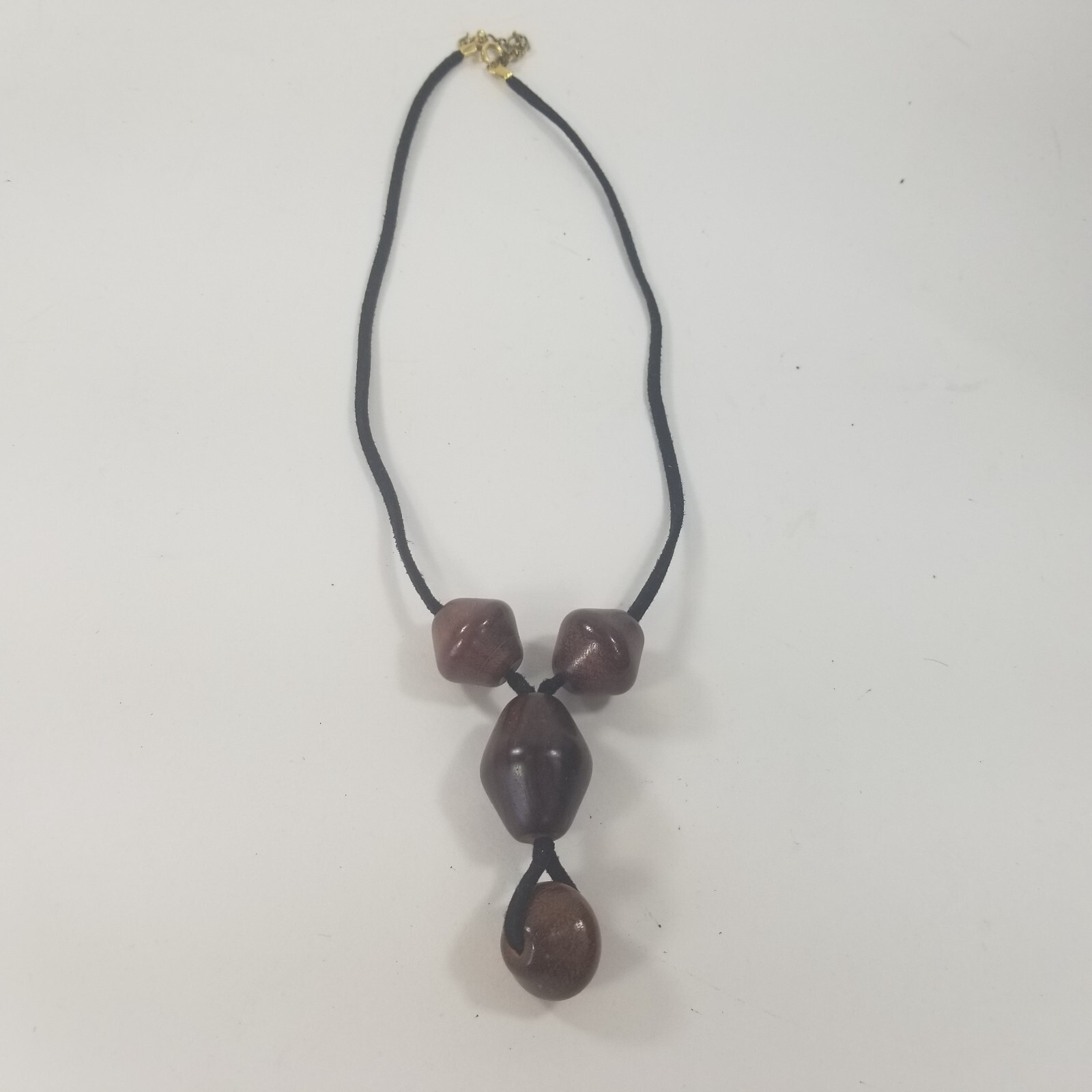 VINTAGE RARE CHUNKY NATURAL WOOD GRAIN BEADS BOHO NECKLACE