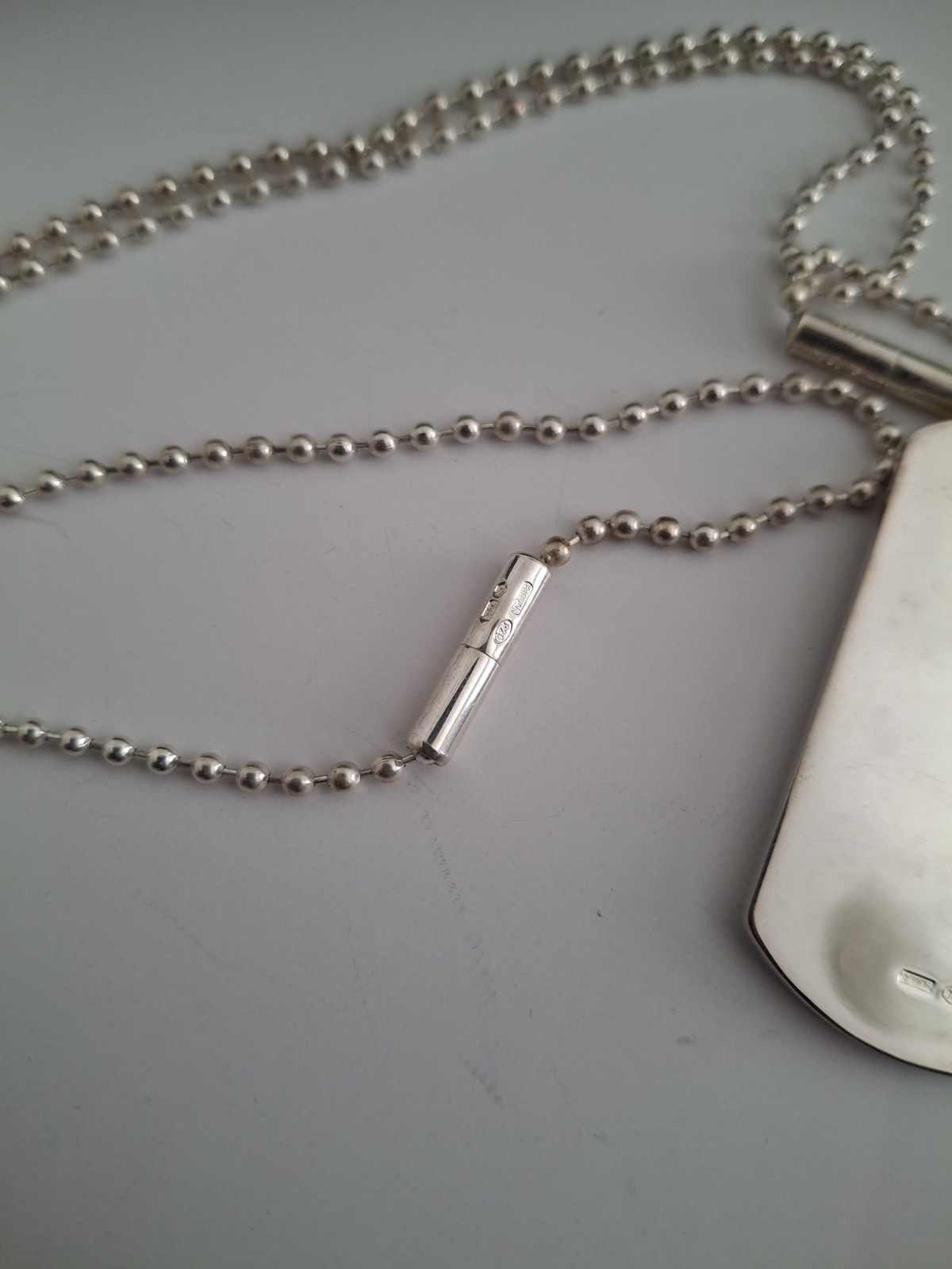 Rare complete GUCCI Double Dog Tag Pendant Necklace Sterling Silver 925 Box Set