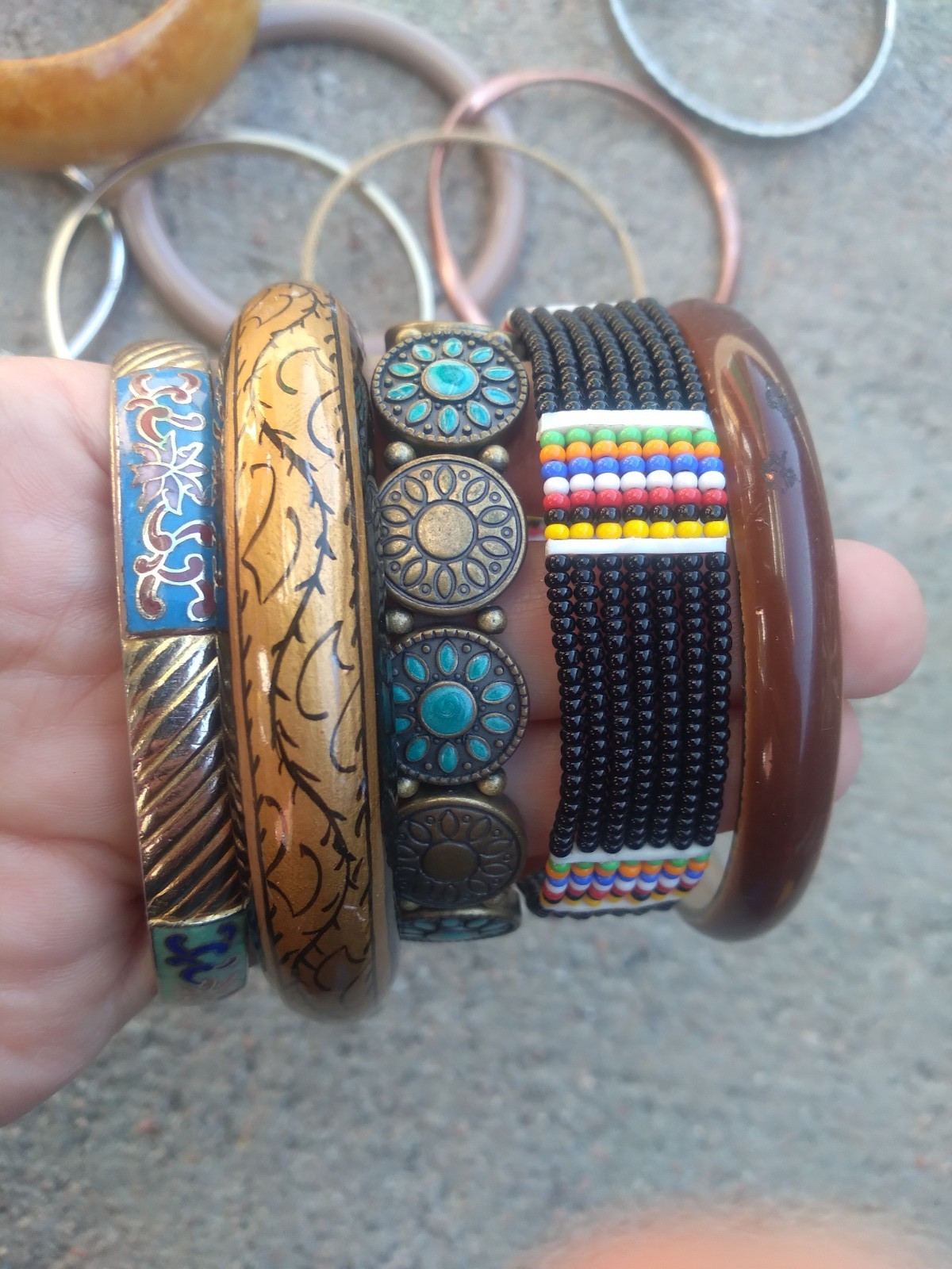 Vintage Bracelet Lot 14 Metal Wood Plastic