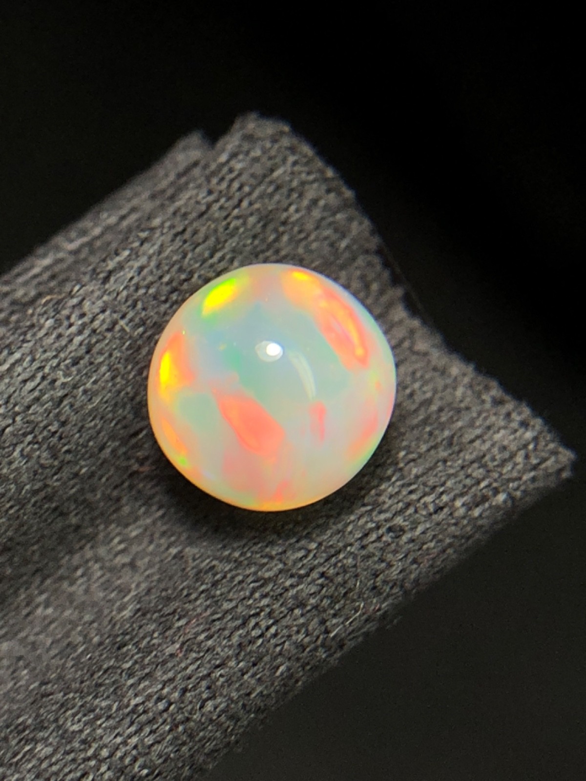 Natural White Ethiopian Opal Sphere, 6.40MM Rainbow Fire Opal Ball for jewelry