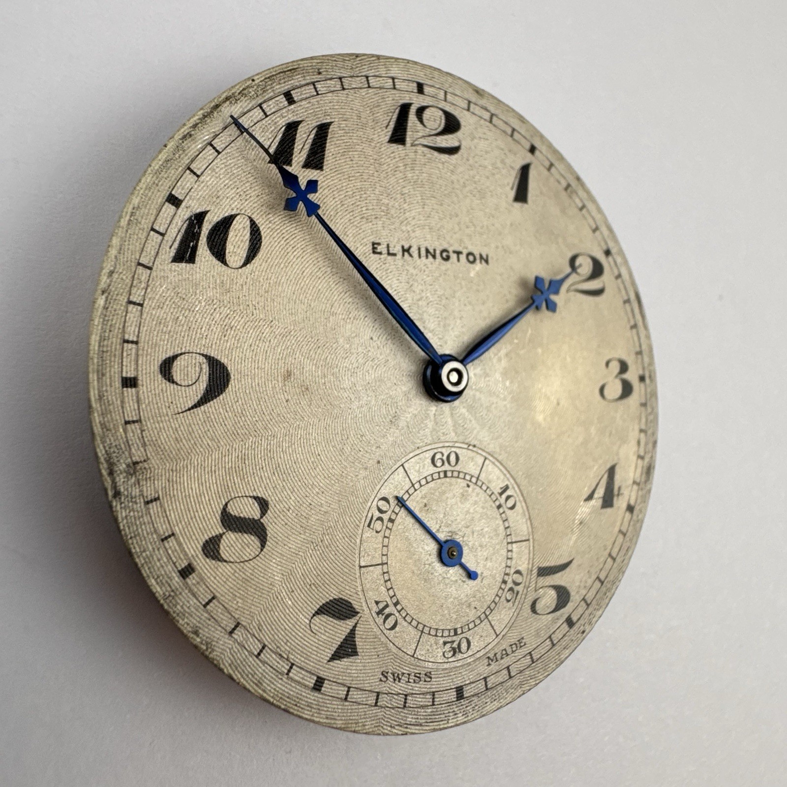 Pocket Watch Movement Swiss 39.7mm, 12S Good Hands, Guilloche Parts Repair (966)