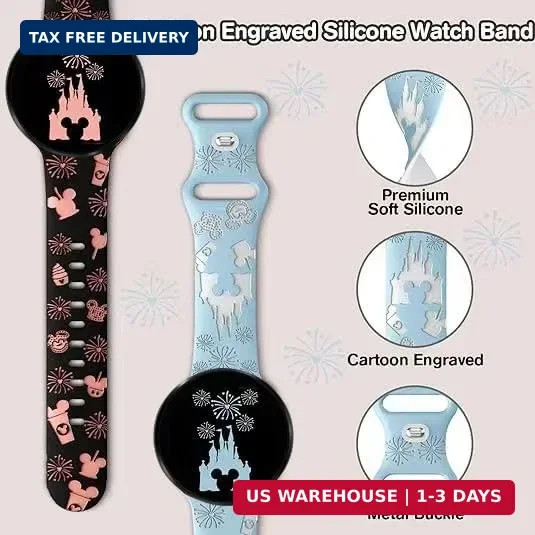 2 Packs Cartoon Two-Tone Engraved 20mm Bands Compatible with Samsung Galaxy Watc