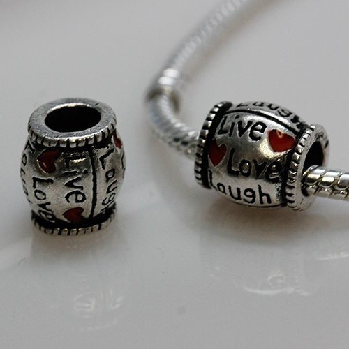 Antique Silver Live Love Laugh Design Bead Charm